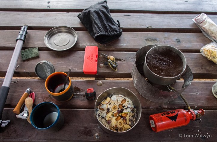 Breakfast in style. A certain pleasure in remembered routines is swelled by home-dried fruit and welcome coffee