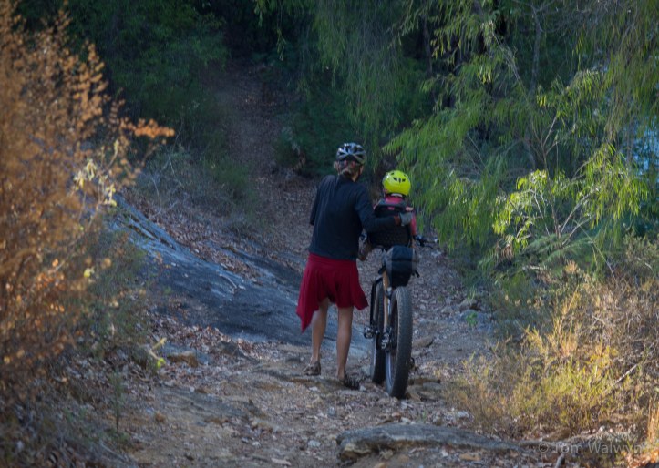 The return leg is varied by heading along a 'challenging' section that we'd bypassed the evening before.  There's a fair number of cautious moments