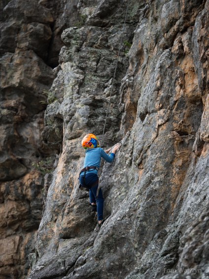 Bushranger Crag had plenty of easier stuff, and a queue of (mostly) willing children from our group