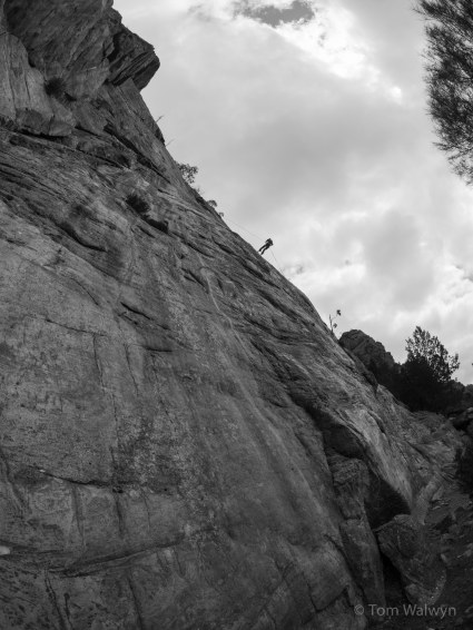 There's a multi-rope length abseil back down too