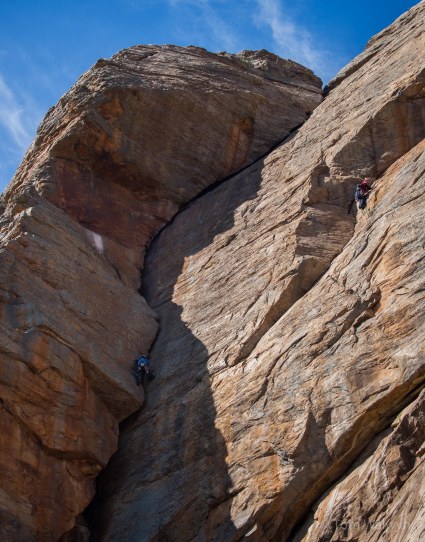 The abseil also gets used the following day after Pete doesn't get lost on the iconic Watchtower Crack and by Sarah who's sensibly picked a route in the sun...