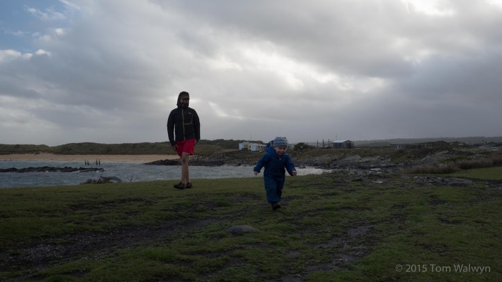 Sarah and Bryn are there to meet us at Temma where the route gains road access again.  Overnight the next front hits and the wind shifts to a more prevailing sou'westerly.