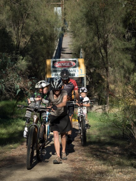 If you've got a pick up option that doesn't require getting the whole way to Northam, I'd recommend finishing at the junction between the Great Eastern Highway and Spencer's Brook Road (parking available).  After that it's either quiet paved road or a confusing mush of unsigned scrub to avoid where the original route has been blocked by recent  development.